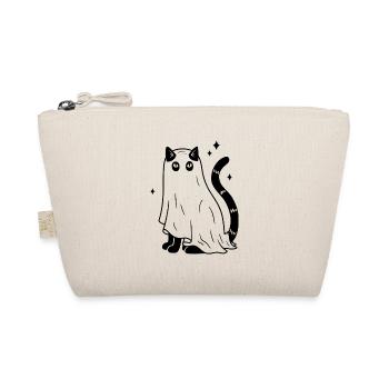 Halloween Katze Gespenst - Schwarz mit Sternen - Bio-Täschchen - Natur - Vorne