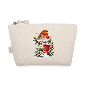 Weihnachts-Robin und roter Briefkasten - Bio-Täschchen - Natur - Vorne