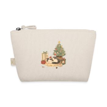Gemütliche Weihnachtskatze mit Geschenken - Bio-Täschchen - Natur - Vorne