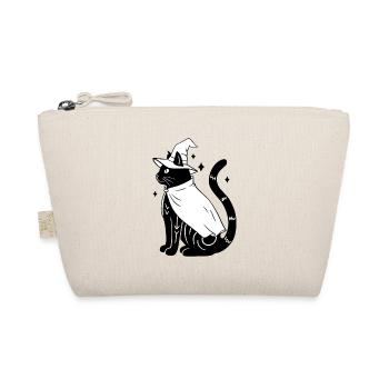 Magische Halloween Katze als Hexe - SW - Bio-Täschchen - Natur - Vorne