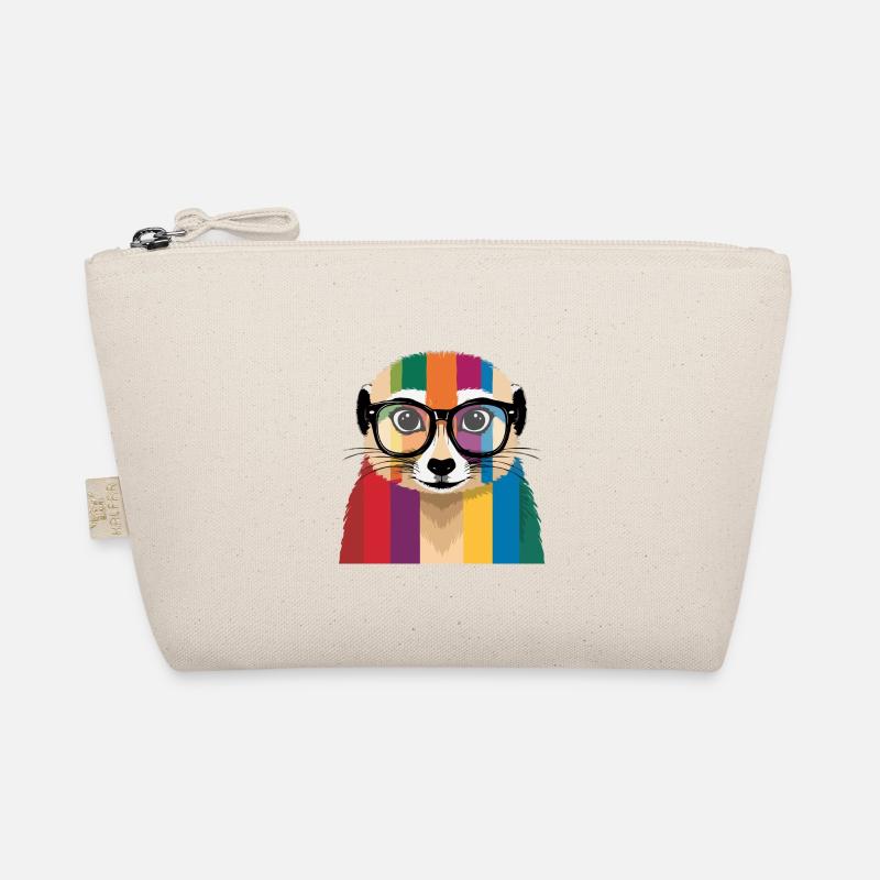 Erdmännchen Brille Bunt Cool - Bio-Täschchen - Natur