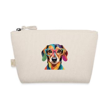 Dackel Hund Dackel Coole Brille Bunt - Bio-Täschchen - Natur - Vorne