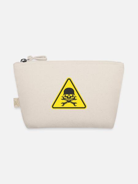 SKULL WAR HELMET WRENCH TOOL LOGO - Organic Pouch - nature - Front