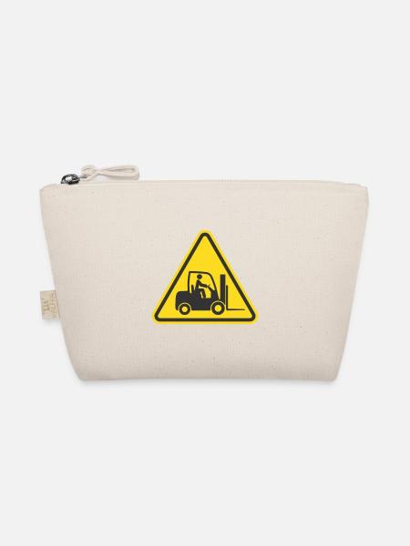 Achtung Gabelstapler, Gabelstapler-Symbolsymbol. Logistisch - Bio-Täschchen - Natur - Vorne