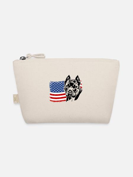 American Staffordshire US America Flag Wilsigns - Organic Pouch - nature - Front