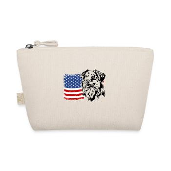 Australian Shepherd US America Flag Dog Wilsigns - Organic Pouch - nature - Front