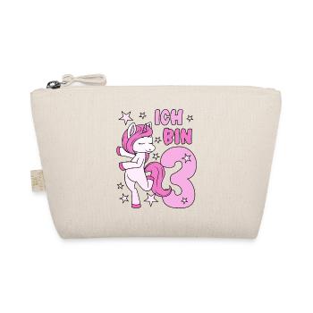 3. Geburtstag Mädchen süßes rosa Einhorn Ich bin 3 - Bio-Täschchen - Natur - Vorne