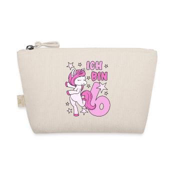 6. Geburtstag Mädchen süßes rosa Einhorn Ich bin 6 - Bio-Täschchen - Natur - Vorne
