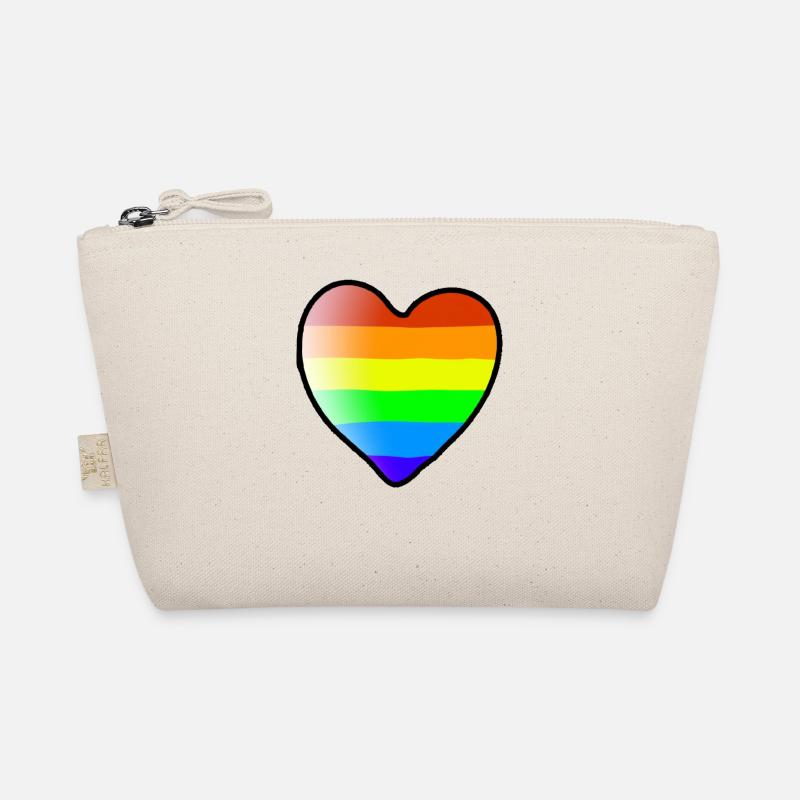 Regenbogen Herz bunt Geschenkidee LGBT - Bio-Täschchen - Natur