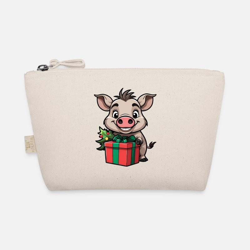 Cute warthog celebrating Christmas. Organic Pouch