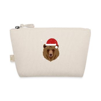 Christmas Bear in Santa Hat - Organic Pouch - nature - Front