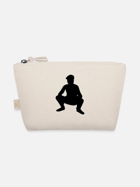Silhouette Geschenk Hardbass Russenhocke Russland - Bio-Täschchen - Natur - Vorne