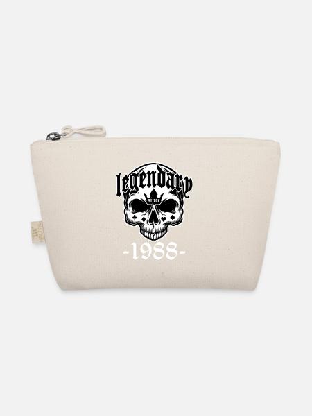 Legendär seit 1988 - Totenkopf | Farben änderbar - Bio-Täschchen - Natur - Vorne