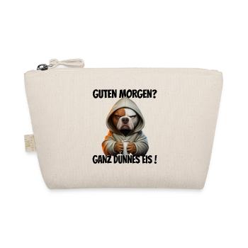 Guten Morgen? Ganz dünnes Eis! Lustiger Pitbull - Bio-Täschchen - Natur - Vorne