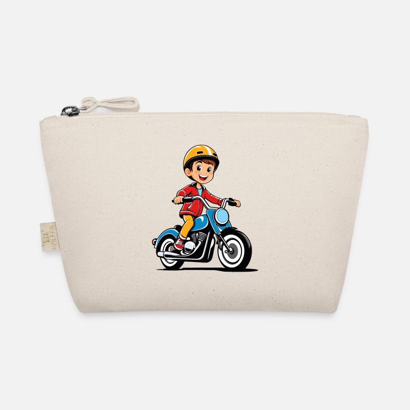 Kleiner Junge fährt Motorrad - Bio-Täschchen - Natur