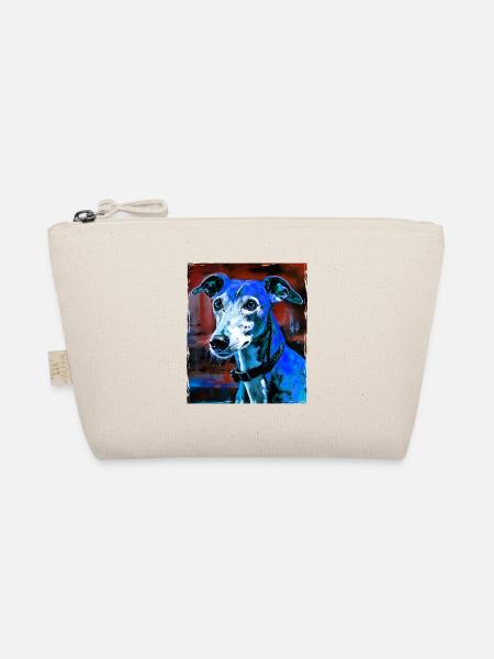 Greyhound Hund Porträt - Bio-Täschchen - Natur - Vorne