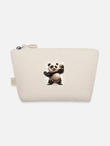 Panda Bier Lustig - Bio-Täschchen - Natur - Vorne