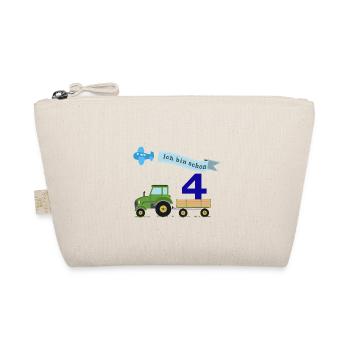 Fourth birthday with tractor - Organic Pouch - nature - Front