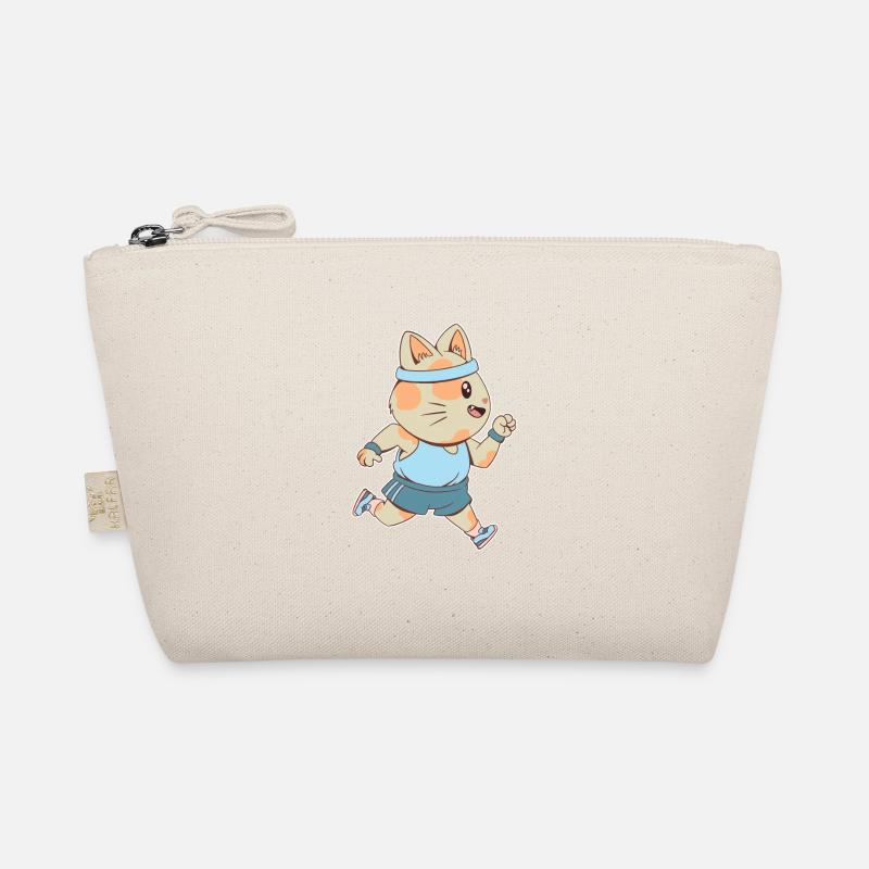 Jogging Cartoon Katze mit Jogging Kleidung - Bio-Täschchen - Natur