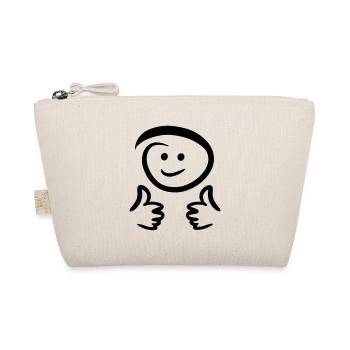 Face smiles, shows two thumbs up. Emoticon. - Organic Pouch - nature - Front