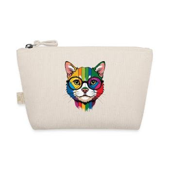 Cat Cool In Glasses Colorful Cartoon - Organic Pouch - nature - Front