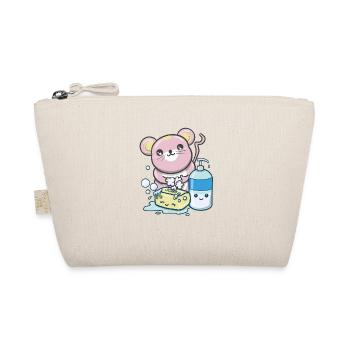 Kawaii Mouse - Maus Hände waschen - Bio-Täschchen - Natur - Vorne