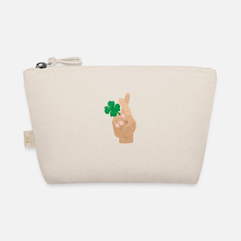 Cloverleaf finger crossed Good luck gift idea Organic Pouch