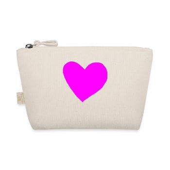 Herz pink rosa Geschenkidee - Bio-Täschchen - Natur - Vorne