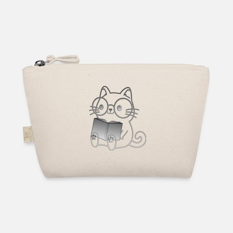 cute Kitten Cat reading book read cat book Organic Pouch