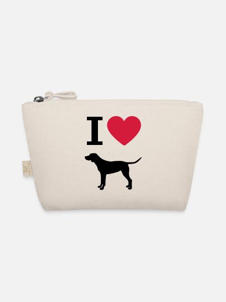 Ich liebe Hunde, Deutsch Kurzhaar Herz Silhouette - Bio-Täschchen - Natur - Vorne