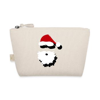 Minimalist Santa Claus Hat & Beard - Organic Pouch - nature - Front