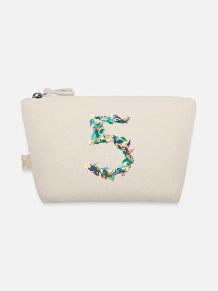 5th birthday Dino confetti shirt hey kids !!! - Organic Pouch - nature - Front