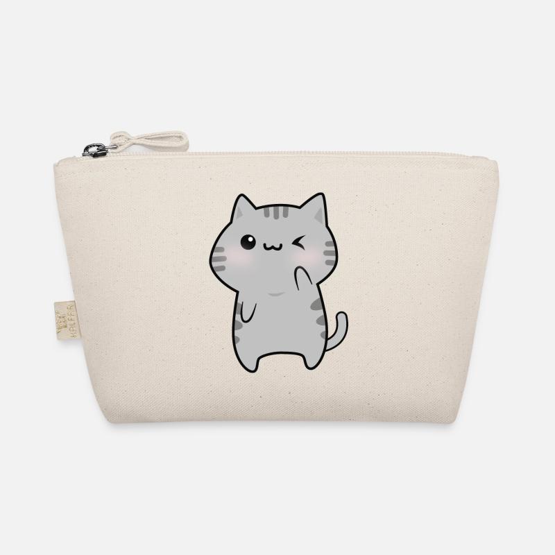 Dessin animé mignon chat gris Trousse biologique