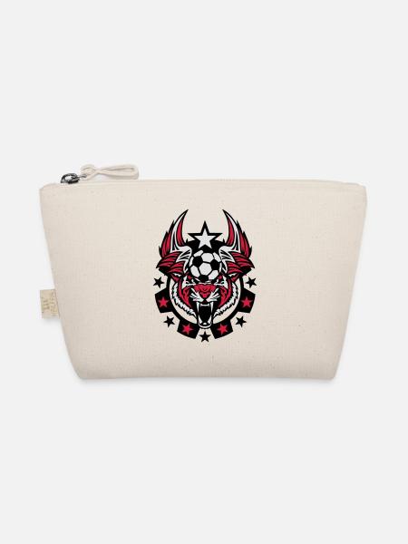football soccer sport tiger logo tiger ballo - Organic Pouch - nature - Front