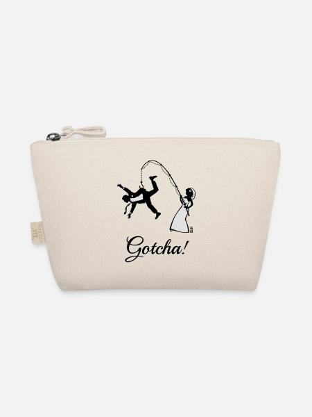 Gotcha! (Braut Angelt Ehemann / JGA) - Bio-Täschchen - Natur - Vorne