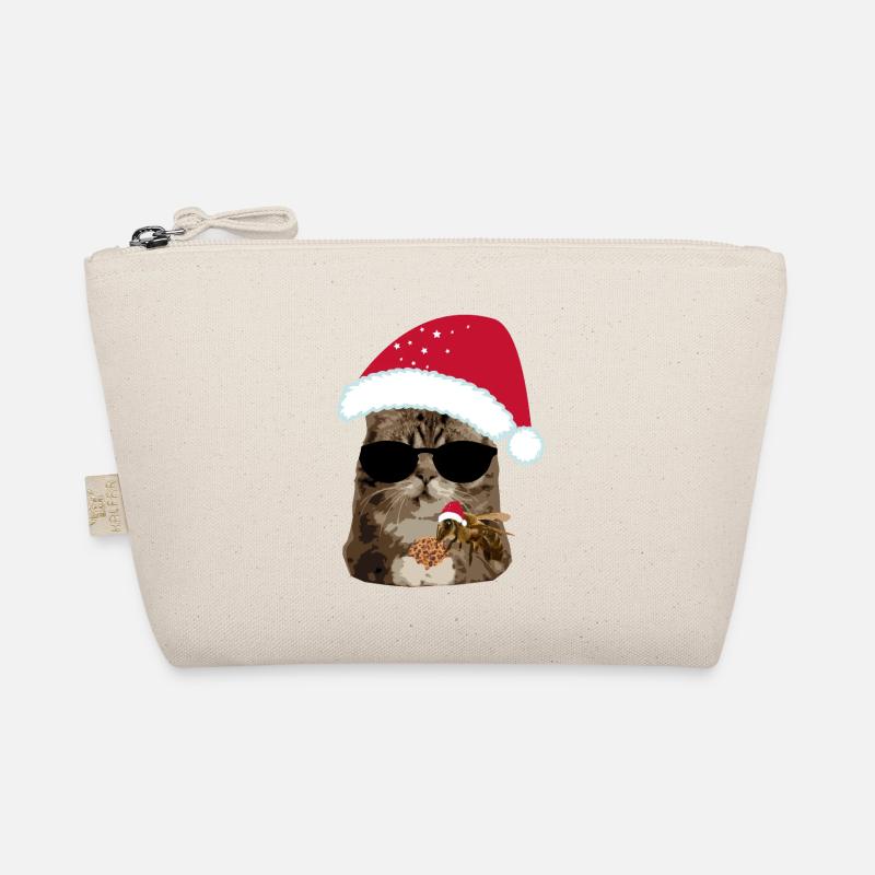 Christmas cat cool with bee biscuit Organic Pouch