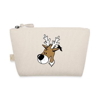 funny cartoon reindeer with bird on the ear - Organic Pouch - nature - Front