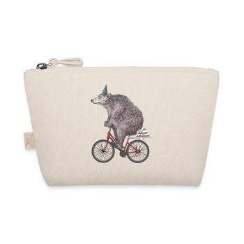 ours stylé en vélo happy birthday to you - Trousse biologique - nature - Devant