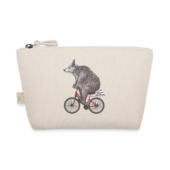 Funny and funny bear on bike happy birthday to you - Organic Pouch - nature - Front