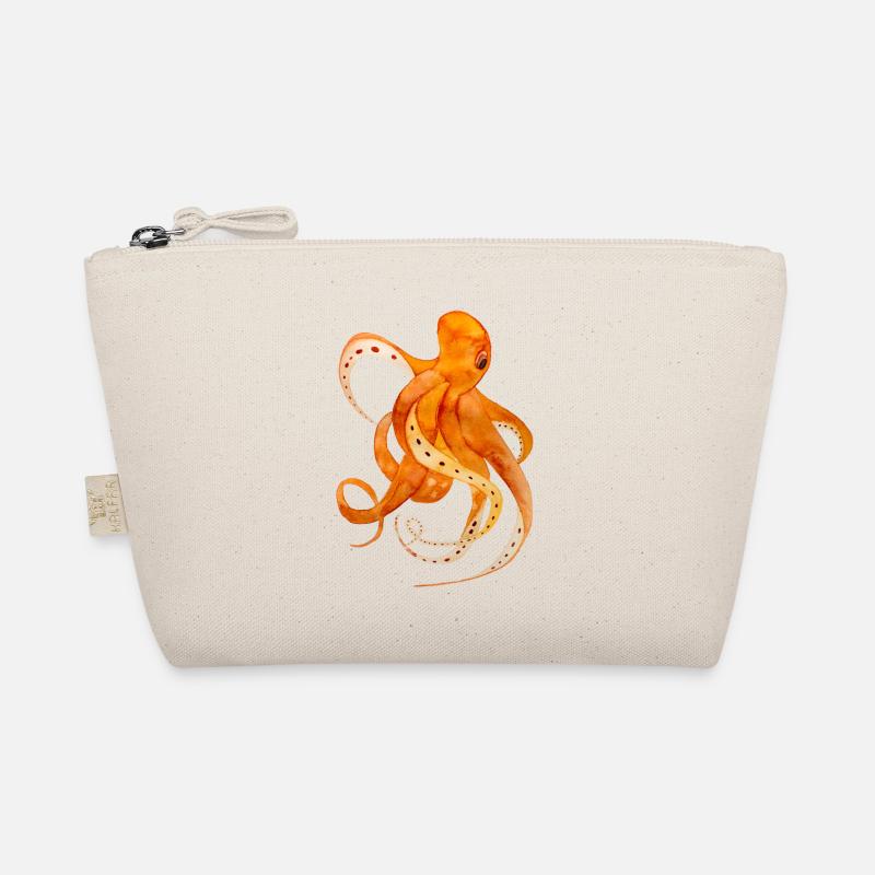 Squid Watercolor Drawing Octopus Organic Pouch