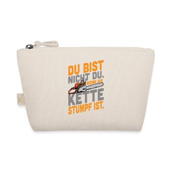 Motivierendes Kettensäge Design mit Spruch - Bio-Täschchen - Natur - Vorne