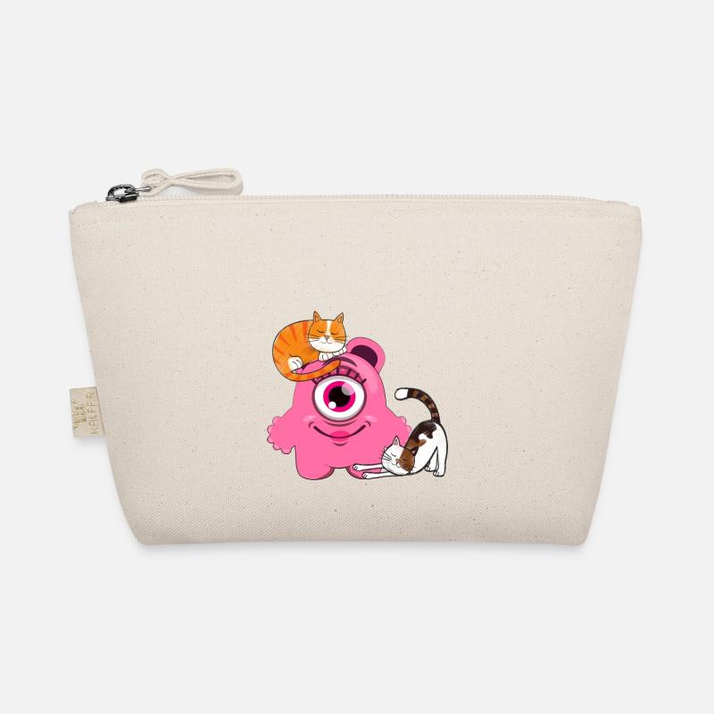 Monster Einäugi liebt Katzen - pink - Bio-Täschchen - Natur