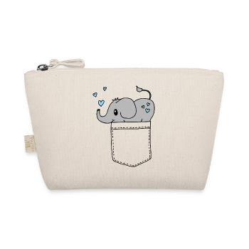 Brusttasche Hemd Elefant Herz blau süßes Motiv - Bio-Täschchen - Natur - Vorne