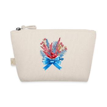 Blue-Red Leaves Bouquet with Blue Ribbon - Organic Pouch - nature - Front