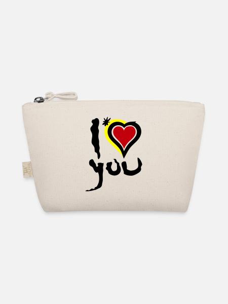 Ich liebe dich Herz Abstrakte Kunst Valentinstag - Bio-Täschchen - Natur - Vorne