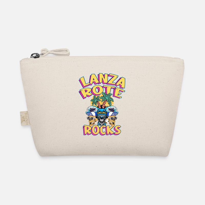 Lanzarote Summer Sun Beach Palm Trees Skull Organic Pouch
