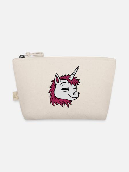 Head happy comic unicorn - Organic Pouch - nature - Front