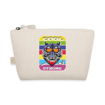 Tiger with glasses Cool and Strong - Organic Pouch - nature - Front