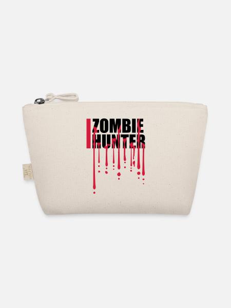 zombie hunter Halloween Quote - Organic Pouch - nature - Front