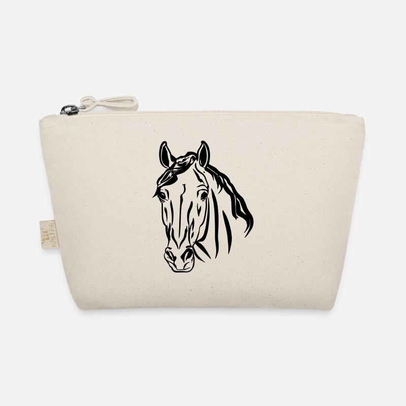 Pferd Illustration Line Art Geschenkidee Bio-Täschchen